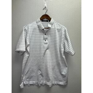 The Broadmoor Golf Polo Shirt Club Carnoustie Gray Striped Top Stained Large